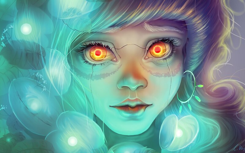 Girl with Glowing Eyes