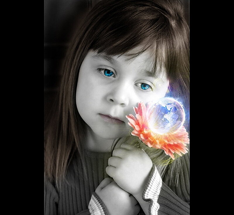 girl with glowing flower