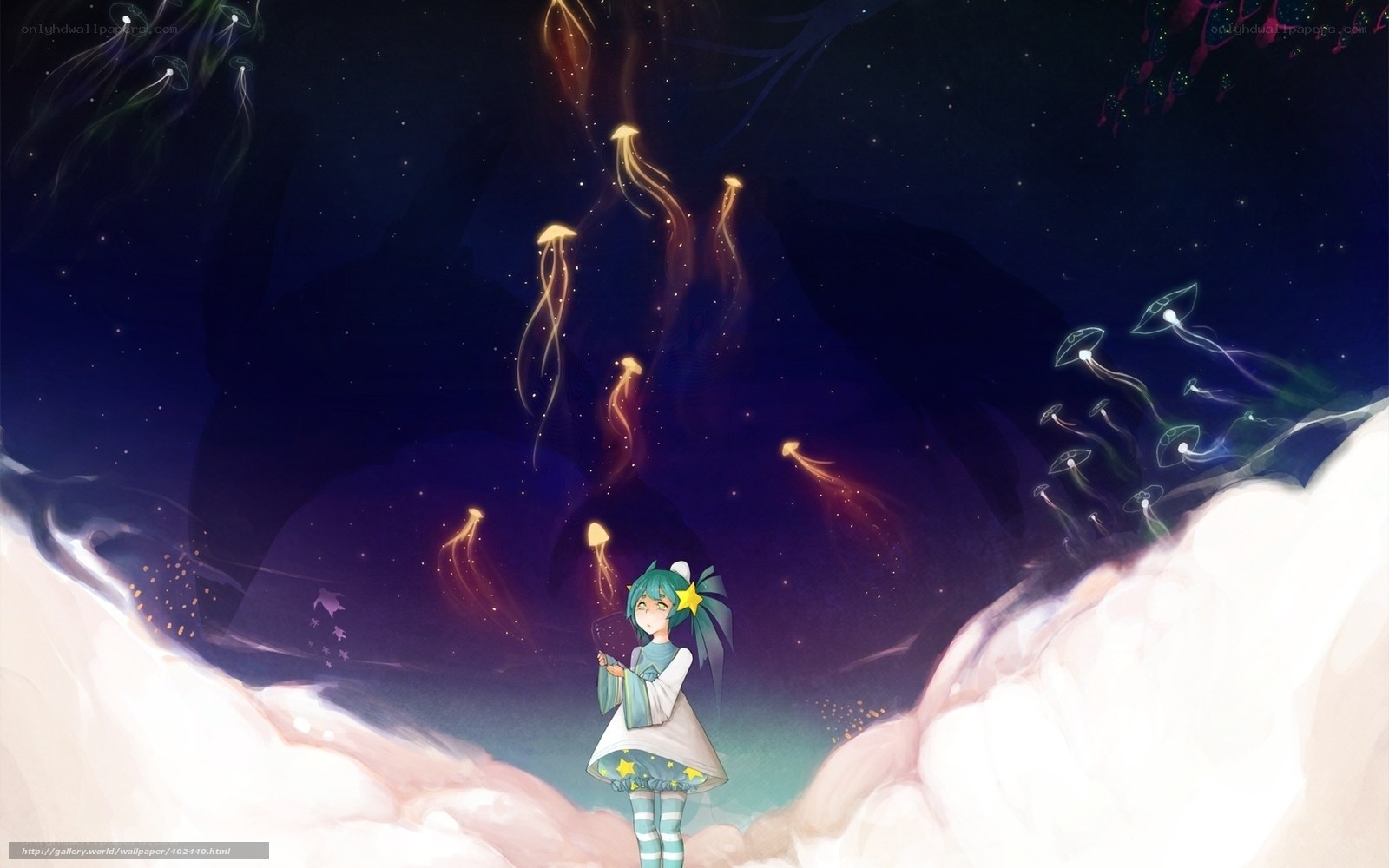 girl with glowing jellyfish