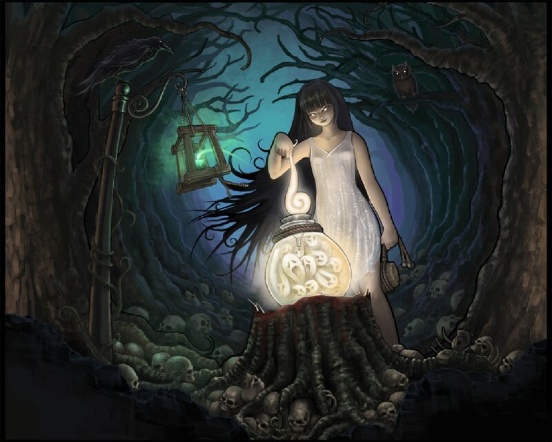 Girl with Glowing Lantern