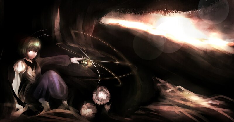 girl with glowing orb in dark cave