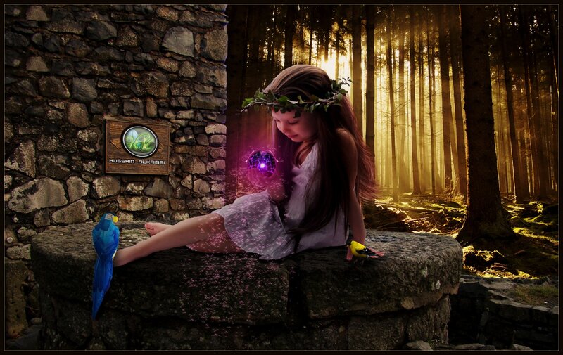 Girl with Glowing Orb — Purple, Serene