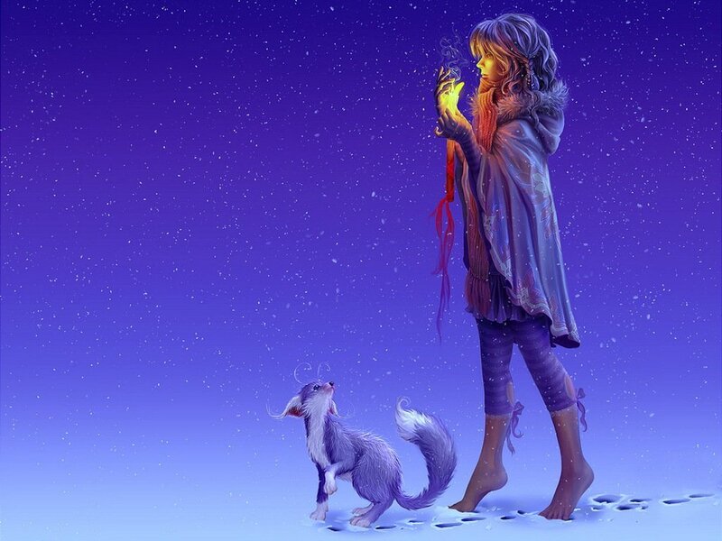 Girl with Glowing Orb — Purple