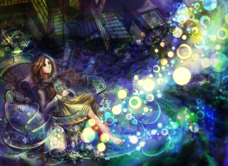 Girl with Glowing Orbs