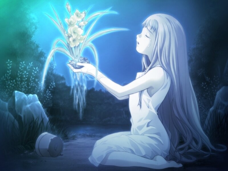 girl with glowing plant