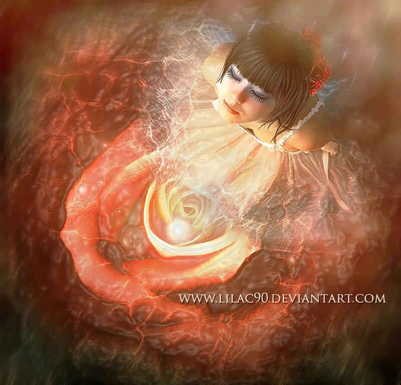 Girl with Glowing Rose