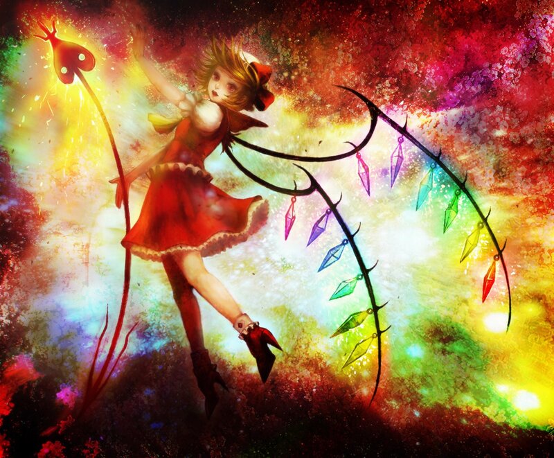 Girl with Glowing Staff — Red