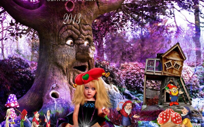 Girl with Gnome Figures