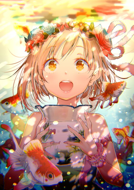 Girl with Goldfish — Yellow