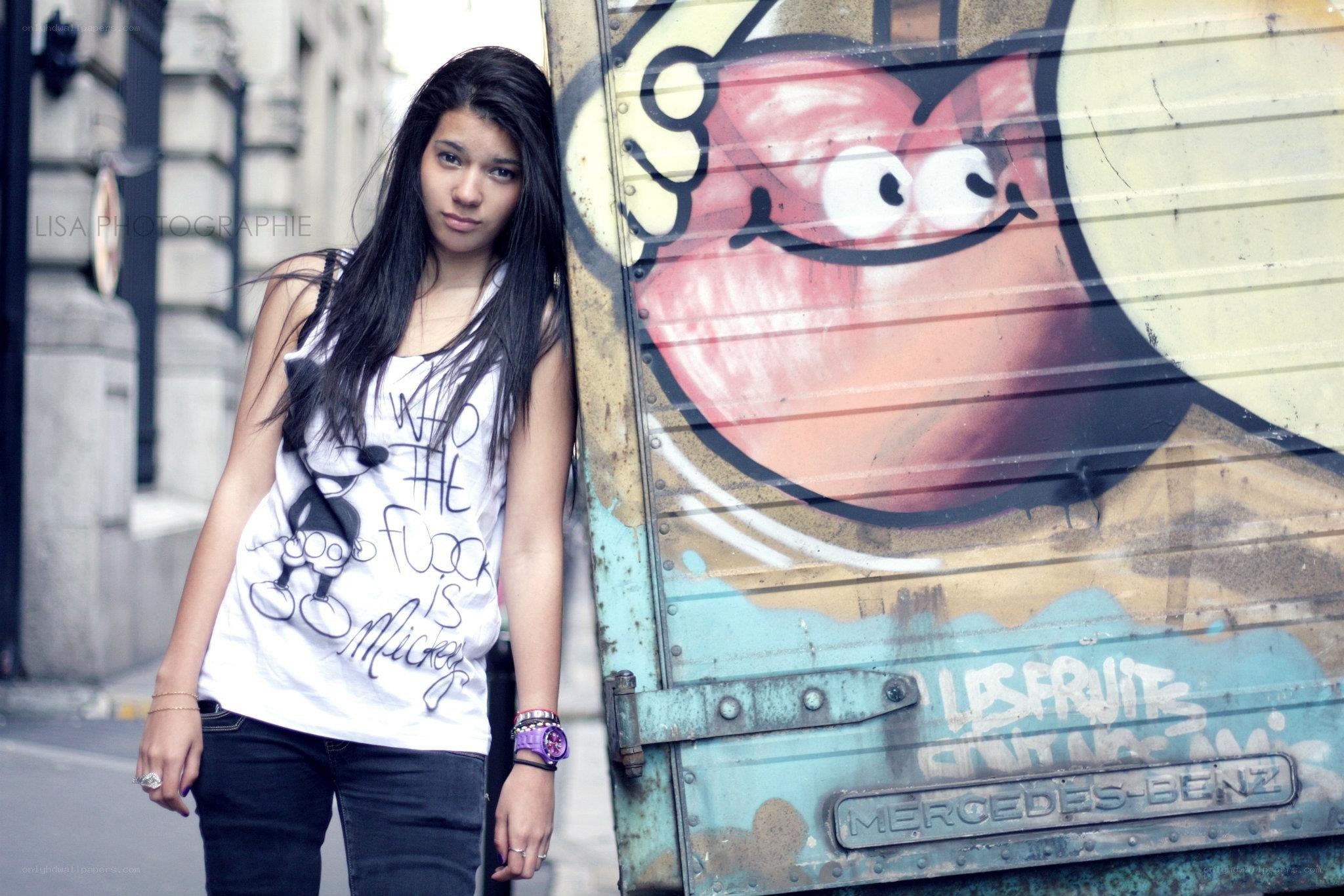 Girl with graffiti art