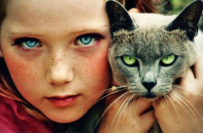 Girl with Gray Cat