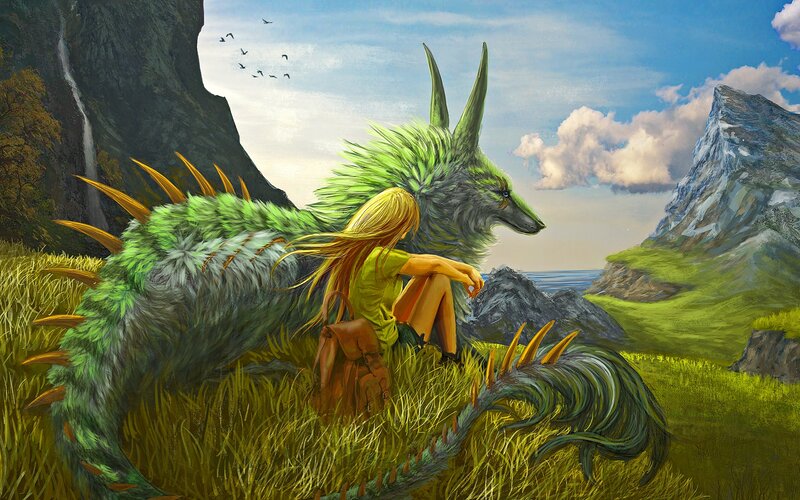 Girl with Green Dragon — Serene