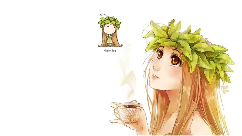 Girl with Green Tea Cup