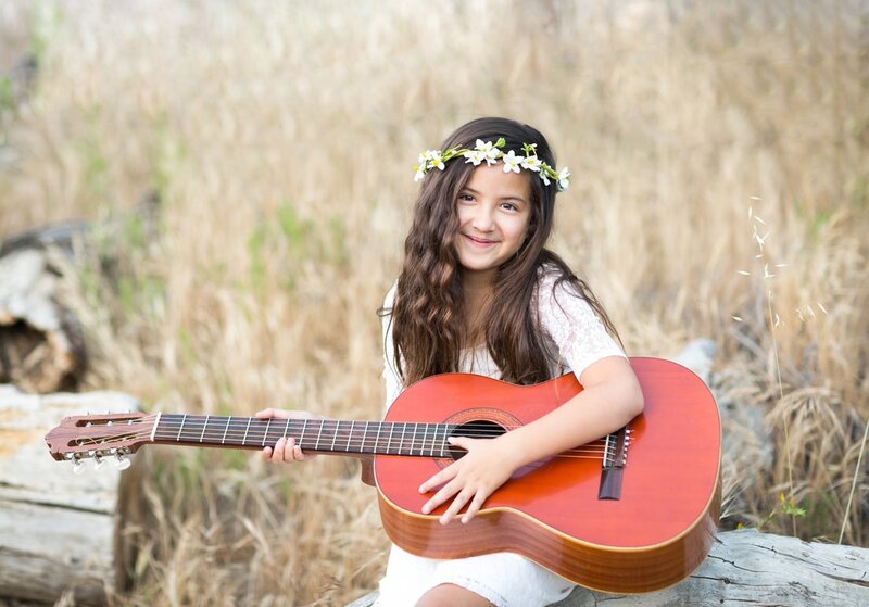 Girl with Guitar — Brown, Peaceful