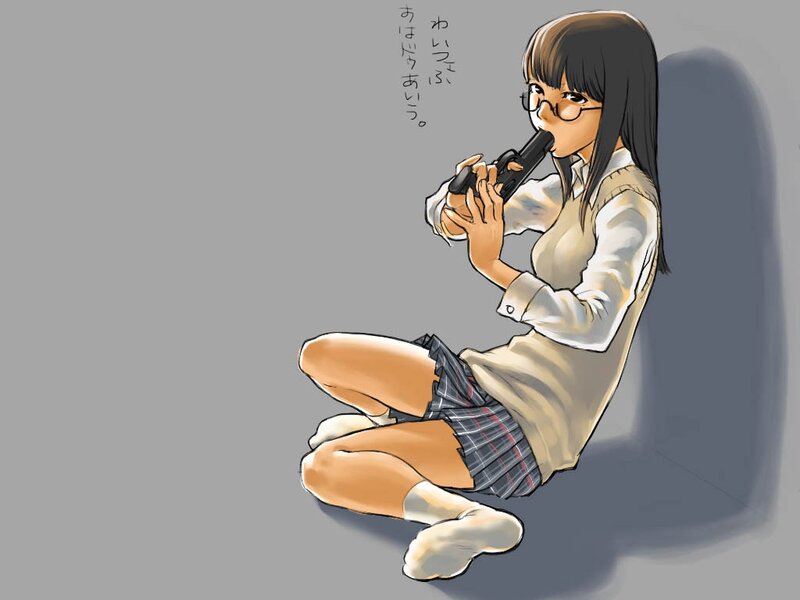 Girl with gun in school uniform