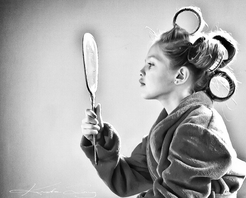 Girl with Hair Rollers