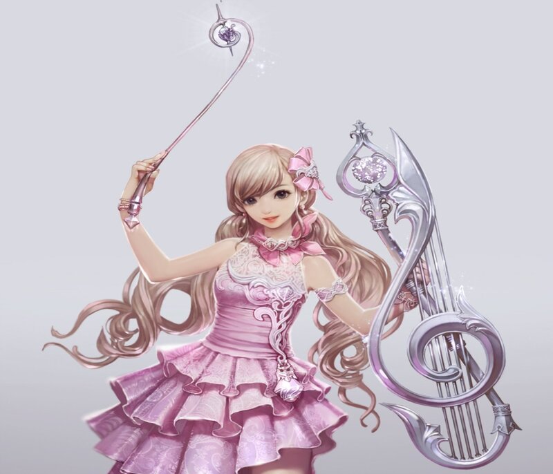 Girl with Harp and Wand
