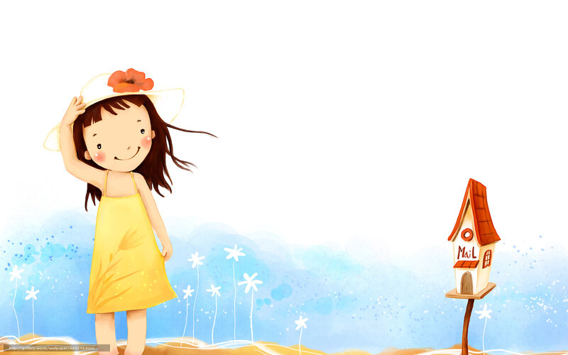Girl with Hat and Mailbox
