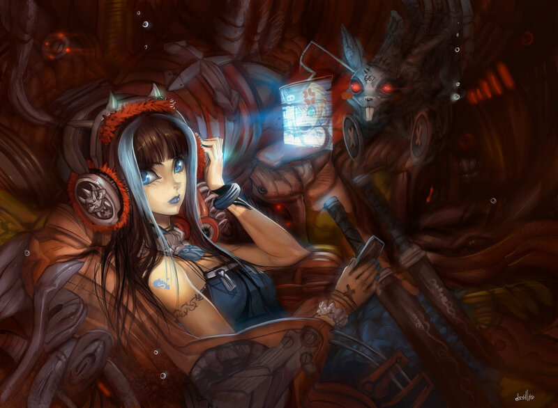 Girl with Headphones — Brown