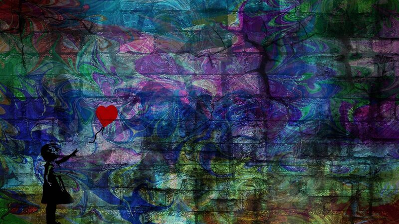 Girl with heart balloon