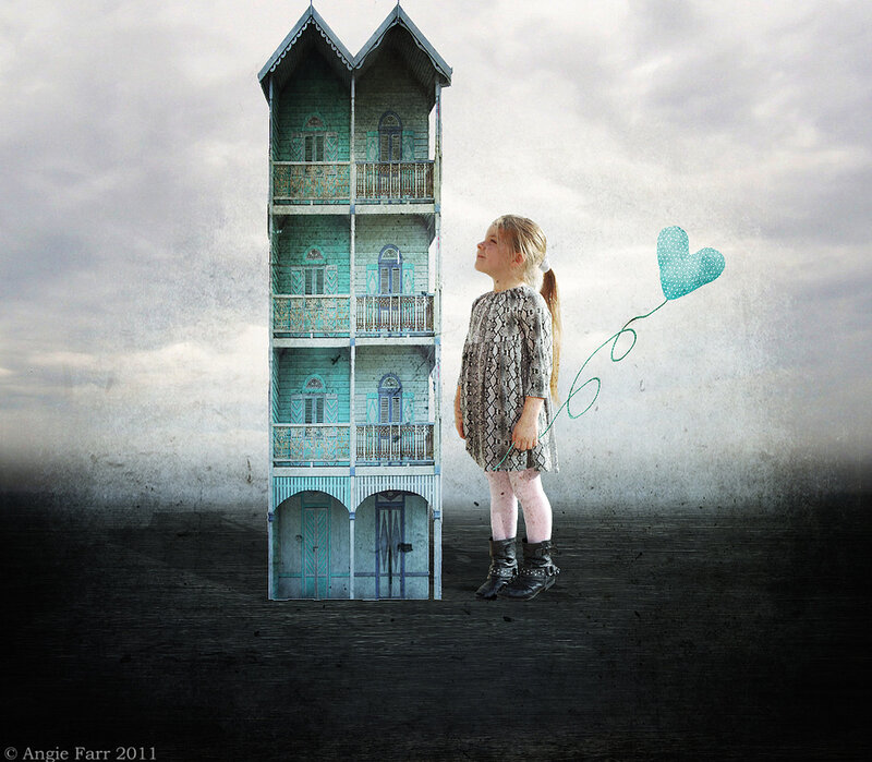 Girl with Heart Balloon — Blue