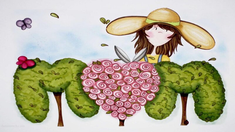 Girl with Heart-shaped Flowers