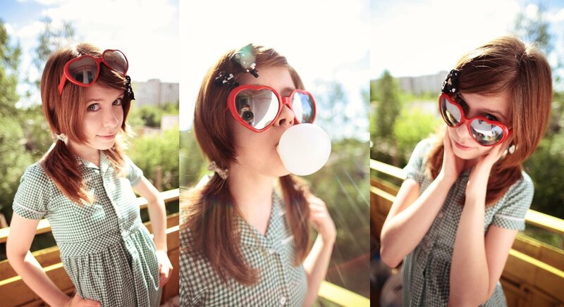 girl with heart-shaped sunglasses