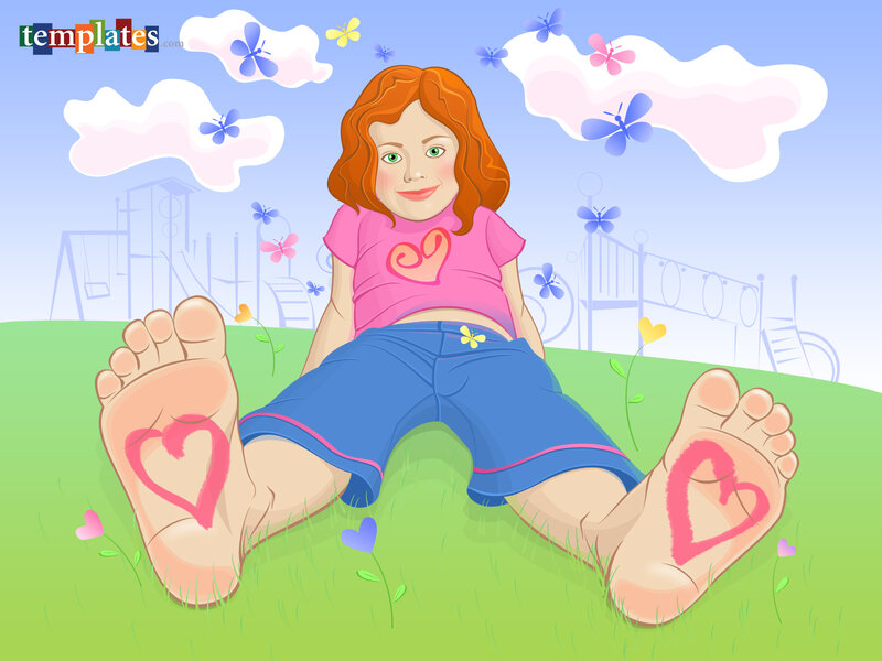 Girl with hearts on her feet