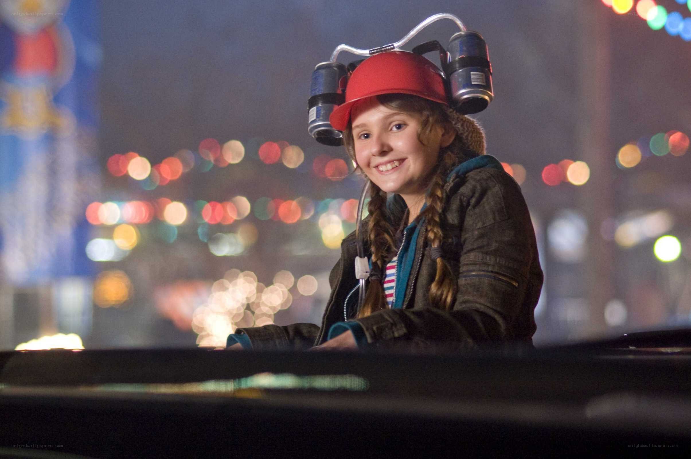 girl with helmet and lights