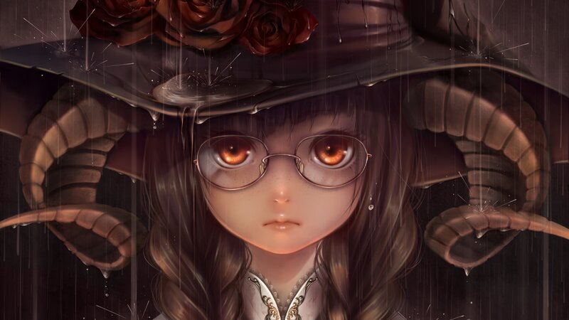 Girl with Horns and Glasses