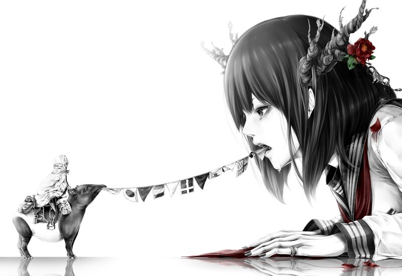 Girl with Horns and Tapir — Black