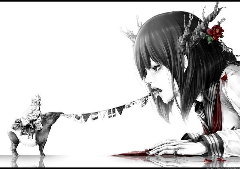 Girl with horns and tapir