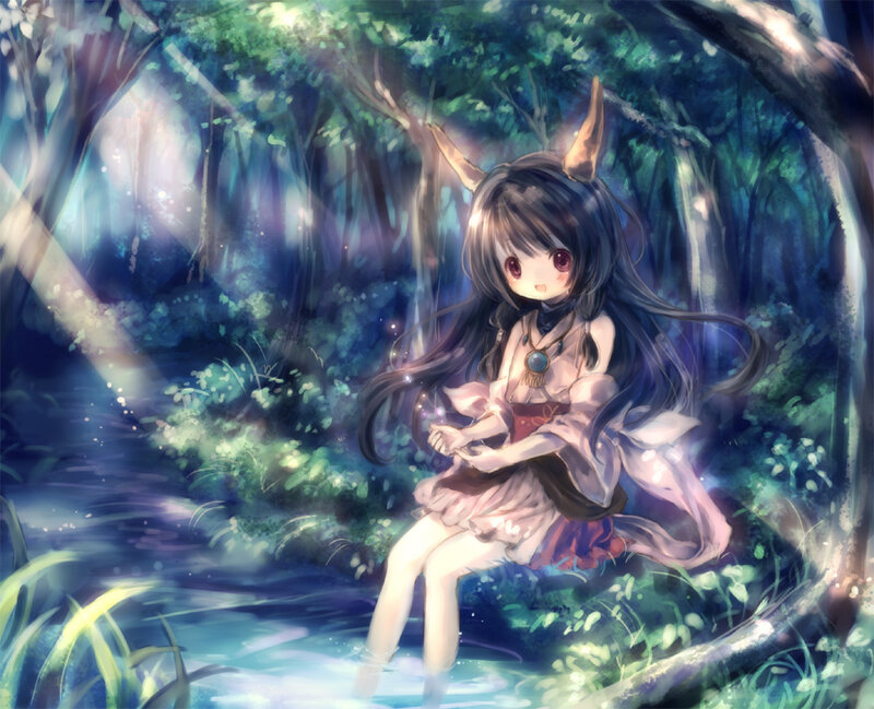 Girl with Horns in Forest