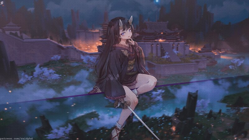 Girl with Horns Sitting