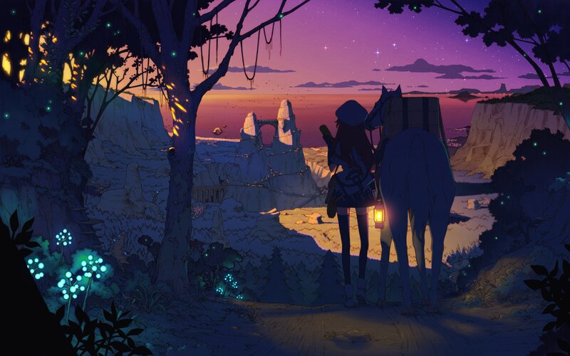 Girl with Horse at Cliff
