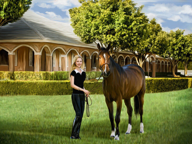 Girl with Horse — Green