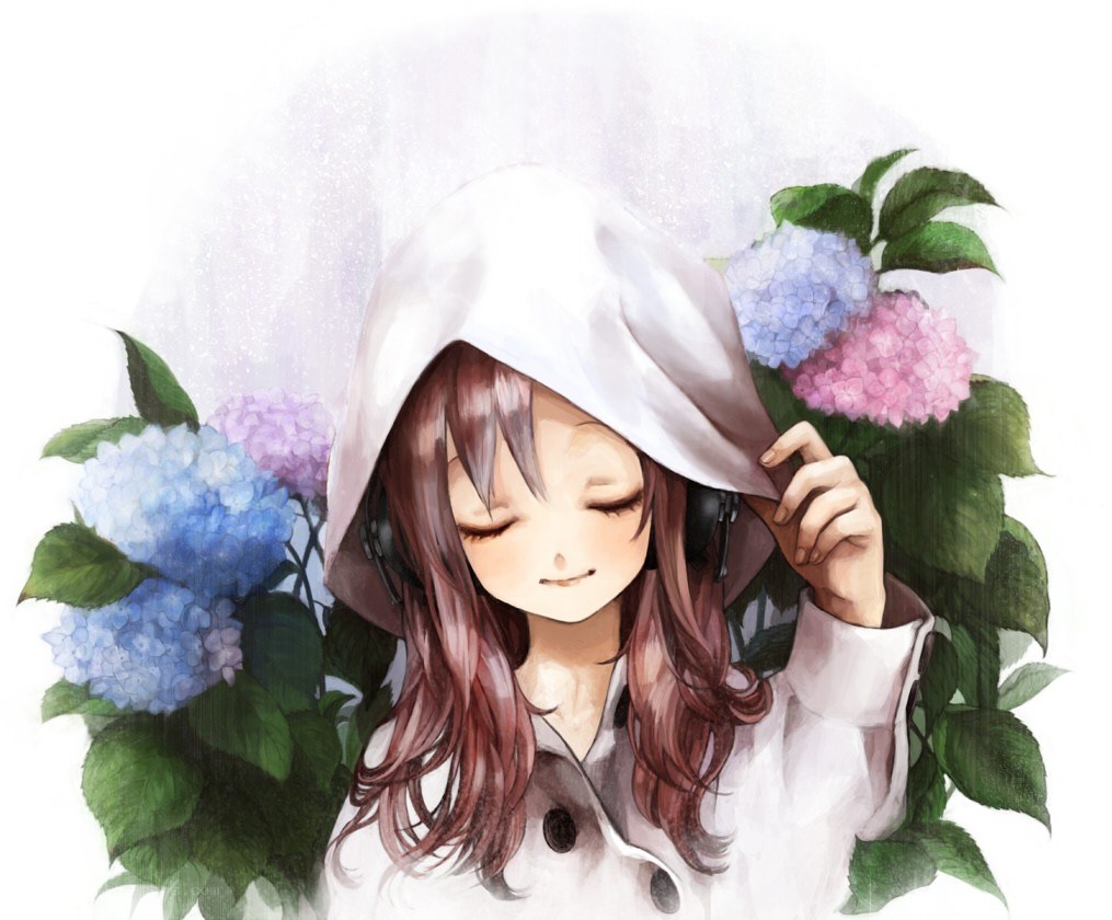 girl with hydrangeas
