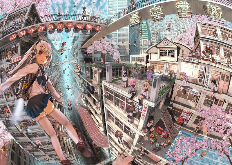 Girl with Jetpack in City