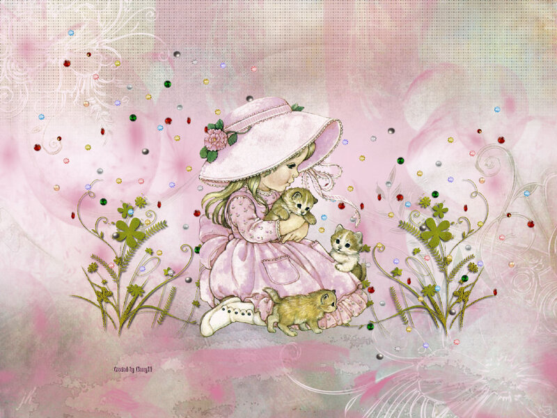 Girl with Kittens — Pink
