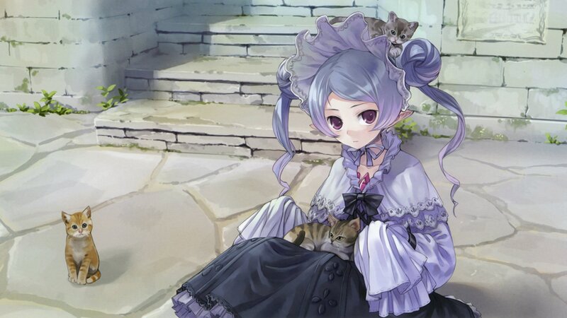 Girl with Kittens — Purple, Calm, Afternoon