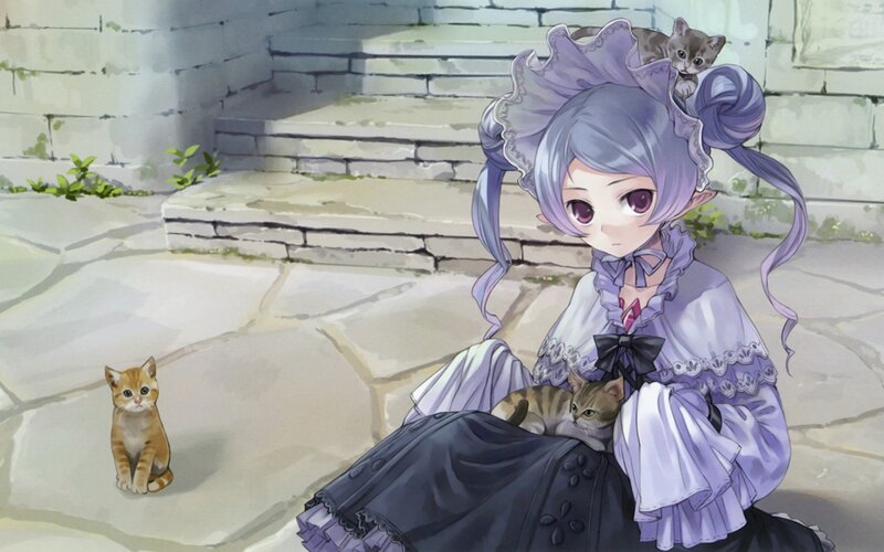 Girl with Kittens — Purple, Calm