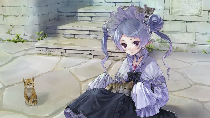 Girl with Kittens — Purple