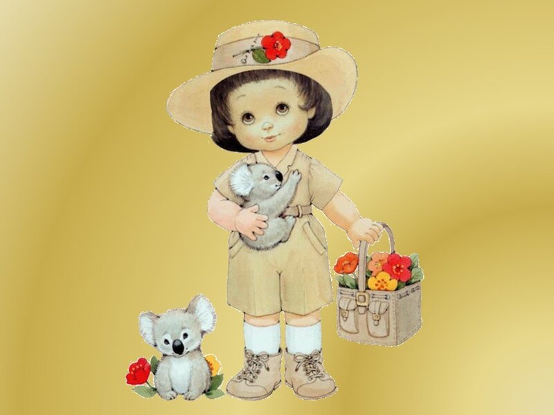 girl with koala and flowers
