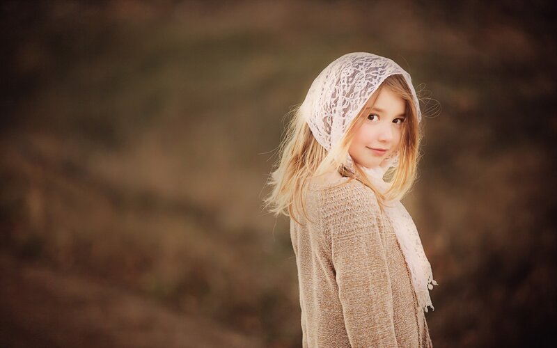 Girl with Lace Headscarf