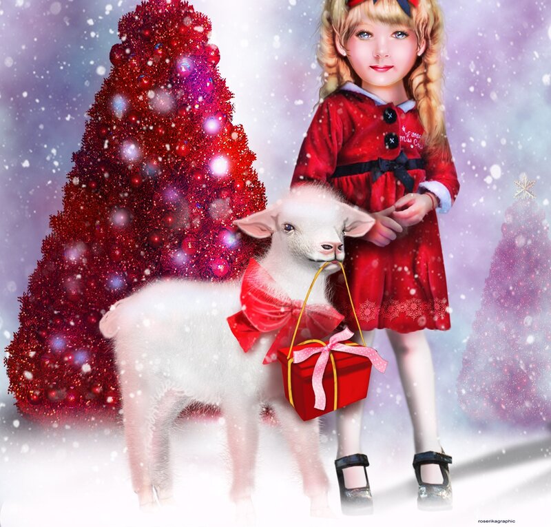 Girl with Lamb and Gift