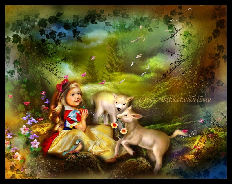 Girl with Lambs