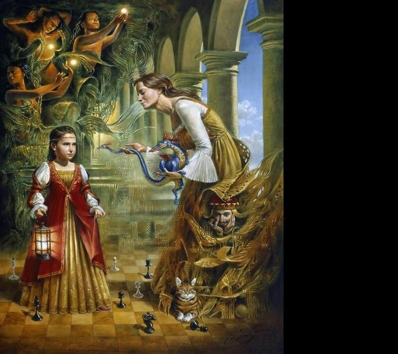 Girl with Lantern in Hall