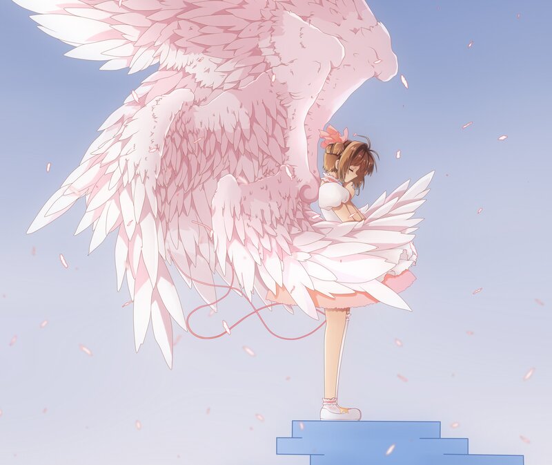 Girl with Large Wings — Pink