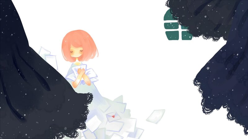 girl with letters in snow