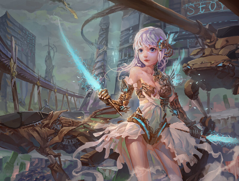 Girl with Lightning Staff